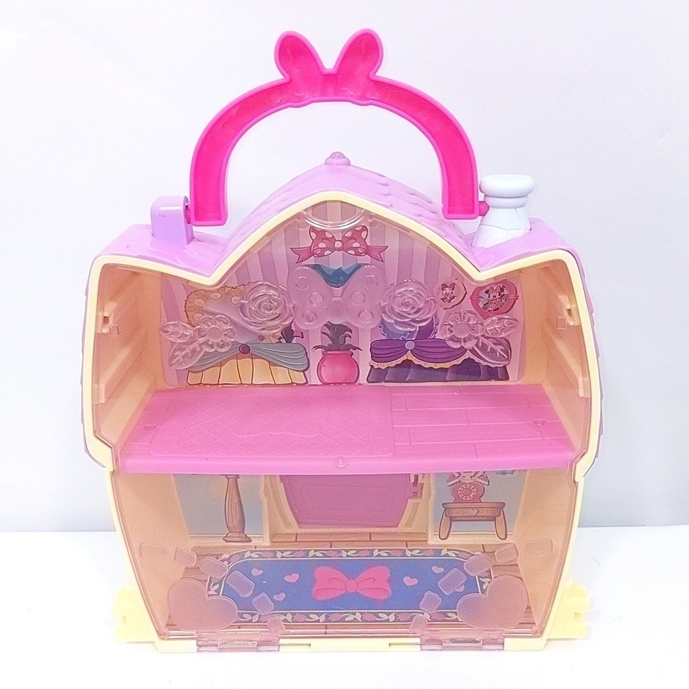 Disney Minnie Mouse Bow-Toons Sweet Apple House Pink Purple Portable Dollhouse - Picture 4 of 8
